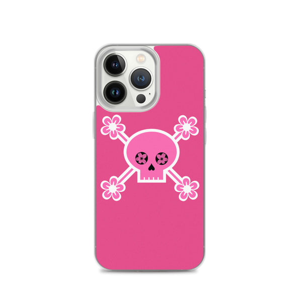 Pink Cherry Blossom Skull iPhone Case