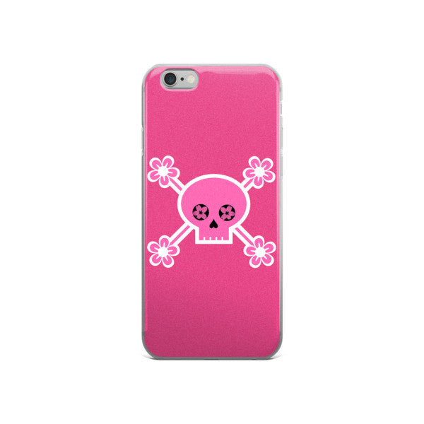Pink Cherry Blossom Skull iPhone Case